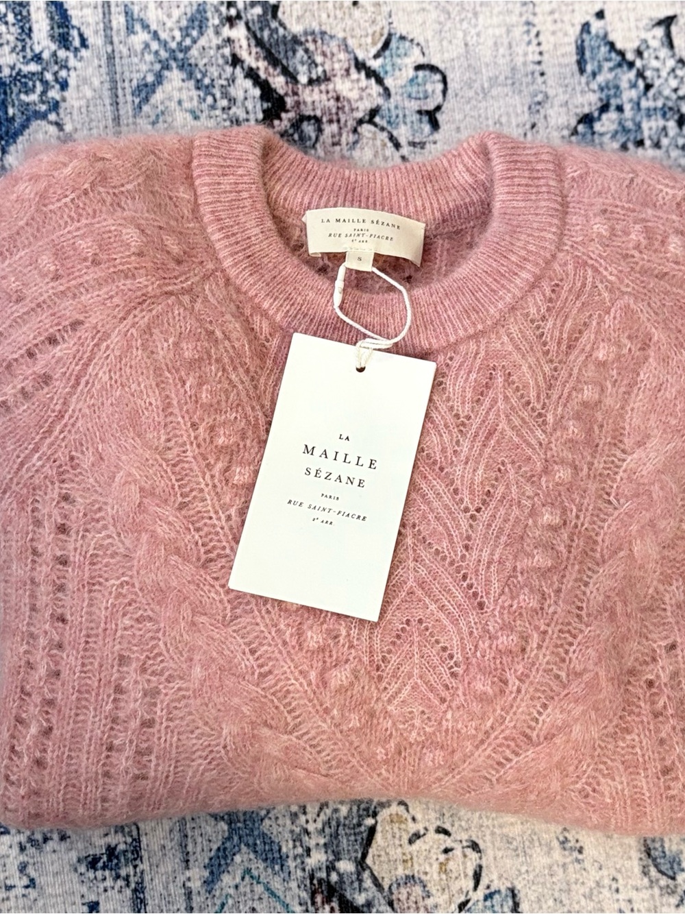 Sézane Jake jumper- Rosewood-  Open-Knit Sweater - Pink NWT - Small